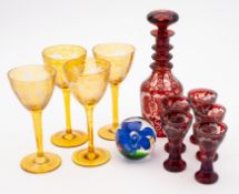 A mixed group of Bohemian glass comprisi