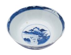 A Chinese blue and white bowl, late Qing