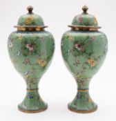 A pair of Chinese cloisonne baluster jar