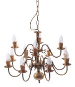 A pair of Dutch metal twelve-light chand
