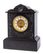 Two Victorian black slate mantel clocks