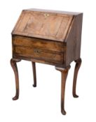 A George I style walnut bureau, late 19t