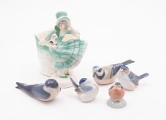 Five Copenhagen porcelain birds figures