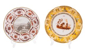 A Coalport plate, circa 1810 and one sim
