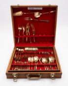 A cased part-canteen of nickel bronze fl