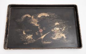 A Japanese black lacquered and parcel-gi