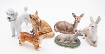 Six Continental porcelain animal figures