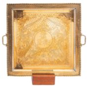 A large Chinese two-handled brass tray,