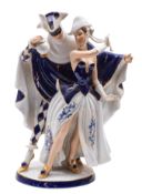 A Royal Dux porcelain figure of Harlequi
