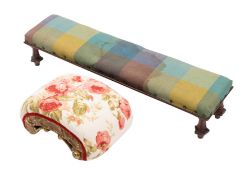 A mahogany and upholstered prayer stool,