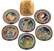 Seven Rosenthal porcelain plates decorat