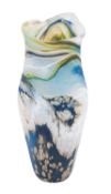 Lesley Ann Clarke [Contemporary] a Cornish Seas glass vase of slender form with pulled rim,