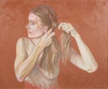 * Peter Mallison (British 1943-2025) - 'Plaiting'- Oil on canvas - Signed lower right - 58cm x