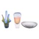 Five pieces of art glass comprising a Holgaard shallow bowl a pair of cobalt blue vases attributed - Image 1 of 2