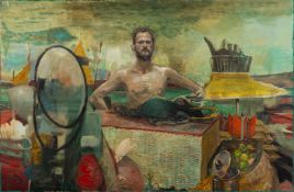 Jelly (20th Century British school) - Figure in a surreal,