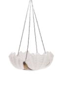 A moulded opaque glass and gilt metal electrolier,