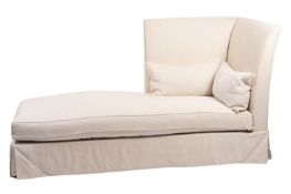 A pair of white upholstered day beds by Ben Whistler, modern.