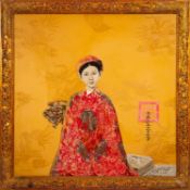 Bui Huu Hung (Vietnamese, b1957) - 'Daughter of the Mandarin' - Lacquer on wood - 121 x 121.