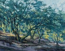 * Alan Cotton (British, b1936) - 'Olive Grove, Corfu' - Oil on canvas - Signed lower right,