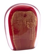 Luigi Benzoni [b 1956] 'Beatus Vir' a Murano cased red glass sculpture enclosing a golden visage,