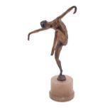 Attributed to Josef Lorenzyl [1852 - 1950] an anodised spelter figure of a dancer,
