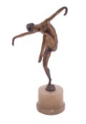 Attributed to Josef Lorenzyl [1852 - 1950] an anodised spelter figure of a dancer,