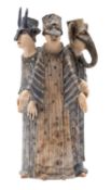 Amanda Popham [Contemporary] a stoneware sculpture The Graces modelled as three slender figures the