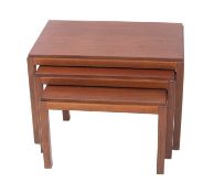 A teak nest of three tables by Gordon Russell, mid 20th Century.