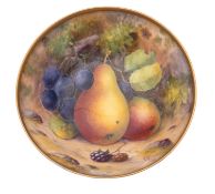 A Royal Worcester porcelain shallow dish painted with pears,