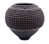 *Jason Wason [b 1946] a raku fired stoneware vase from the Excavations series and of studded
