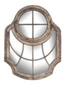 A limed oak and glazed wall mirror, modern.