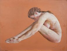 * Peter Mallison (British 1943-2025) - Elly nude study on pink background - Oil on canvas -
