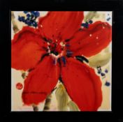 Danielle O'Connor Akiyama (Canadian, b1957) - Study of a poppy - Embellished colour print on canvas,