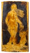 Philip Eglin [b 1959] Venus and Cupid a white stoneware sgraffito decorated plaque of rectangular