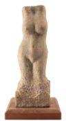 British 20th Century School, a group of three sculpted limestones figures,