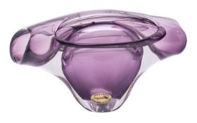 Adam Jablonski [b 1936] a cased amethyst glass vessel of hammer head form,