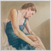 * Peter Mallison (British 1943-2025) - 'Figure in Blue' - Oil on canvas - Signed upper left -