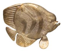 Hattakitkosol Somchai [1934-2000] a large polished brass sculpture of a tropical fish, 61cm long,