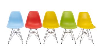 A group of seven Vitra Eames DSR metal and plastic chairs, mid 20th Century.