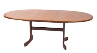 A teak G-Plan style 'Whale Tail' extending dining table, mid 20th Century.