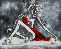 Henry Escobar (Contemporary) - 'Lidia' a nude study - Acrylic on canvas - Signed lower right,