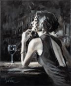 Ewa Switala (Polish, b1975) - 'Glass of wine' - Acrylic on canvas - Signed lower left,