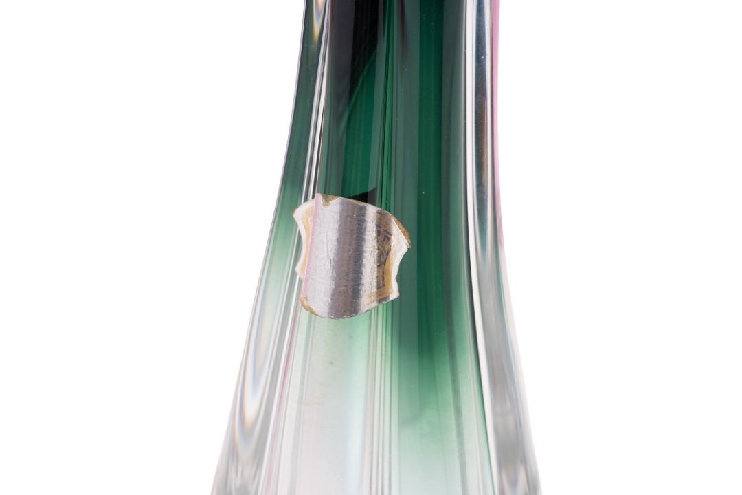 Three pieces of Val St Lambert glass comprising a somerso clear and ruby coloured vase of heavy - Image 2 of 2