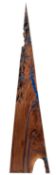Contemporary school, abstract isosceles form; black walnut and blue epoxy resin; 174cm high,