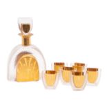 In the manner of Karl Palda an 'Art Deco' spirit set comprising a decanter and six glasses with
