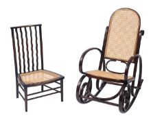 A bentwood and canework rocking chair, 20th Century.