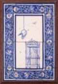 Jonathan Waights [Contemporary] a tile panel painted in the Delft manner with perching and caged
