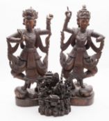 Two large Balinese carved wood figures o