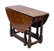 A 17th Century oak gateleg table with ov