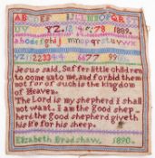 A Victorian needlework sampler worked by